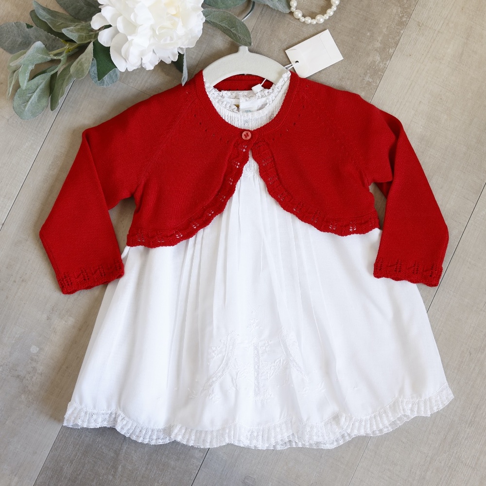 Baby Girl Red CARDIGAN Shrug 100% Cotton Boutique Special Occasion NWT
